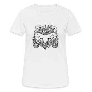 Manette de jeu de jeux vidéo - T-shirt respirant Femme - blanc - Devant - AI Model Female 172 dark (172cm)