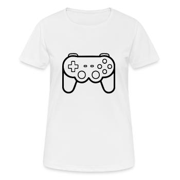 Manette de jeu de jeux vidéo - T-shirt respirant Femme - blanc - Devant - AI Model Female 172 dark (172cm)