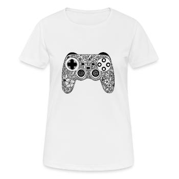 Manette de jeu de jeux vidéo - T-shirt respirant Femme - blanc - Devant - AI Model Female 172 dark (172cm)