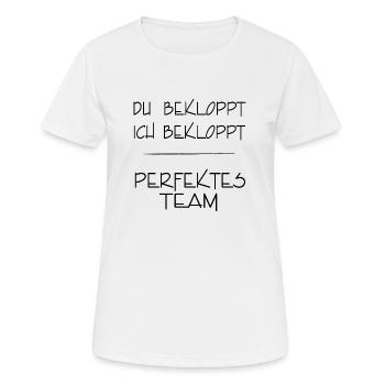 bekloppt perfektes Team 1 - Frauen T-Shirt atmungsaktiv - Weiß - Vorne - AI Model Female 172 dark (172cm)