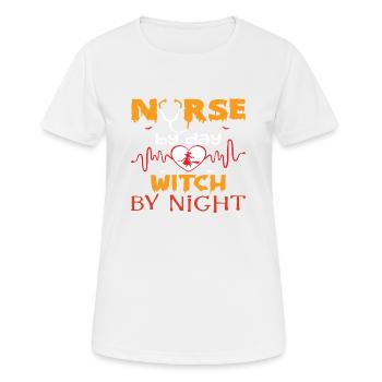 Infirmière le jour Sorcière la nuit - T-shirt respirant Femme - blanc - Devant - AI Model Female 172 dark (172cm)