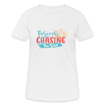 Forever Chasing the Sun - Frauen T-Shirt atmungsaktiv - Weiß - Vorne - AI Model Female 172 dark (172cm)