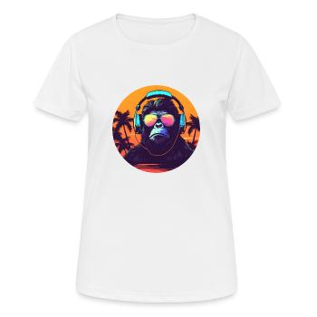 Synthwave DJ Gorilla - Women's Breathable T-Shirt - white - Front - AI Model Female 172 dark (172cm)
