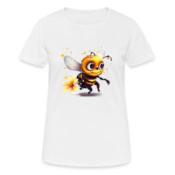 Drôle d’abeille s’est couverte de pollen d’abeille - T-shirt respirant Femme - blanc - Devant - AI Model Female 172 dark (172cm)