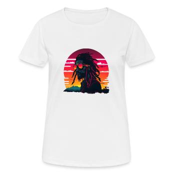 Synthwave Jamaican Rasta Man - T-shirt respirant Femme - blanc - Devant - AI Model Female 172 dark (172cm)