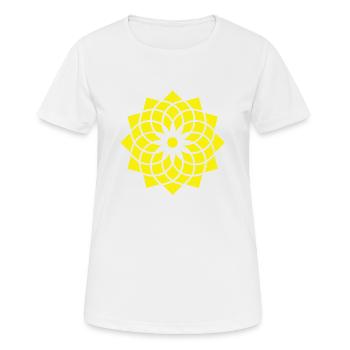heilige geometrie yoga lebensblume neon gelb - Frauen T-Shirt atmungsaktiv - Weiß - Vorne - AI Model Female 172 dark (172cm)