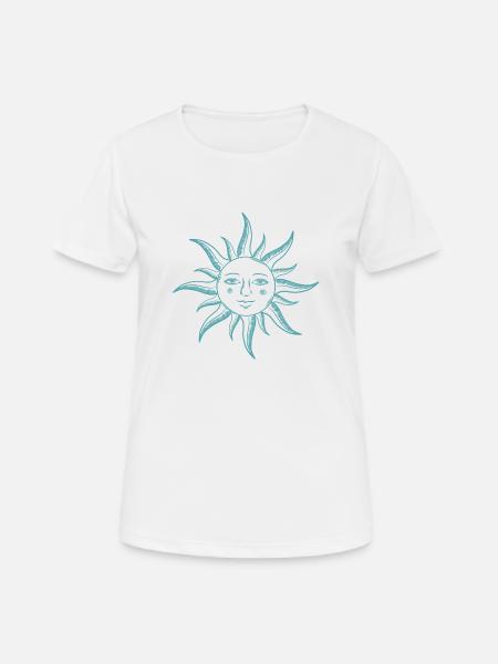 sonne gesicht heilige geometrie yoga Geschenkidee - Frauen T-Shirt atmungsaktiv - Weiß