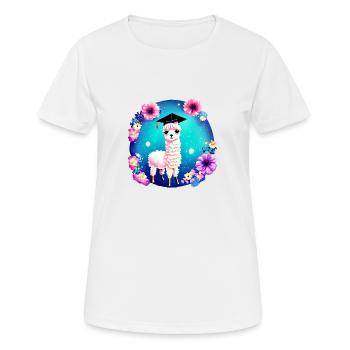 Certificat de fin d’études en alpaga - T-shirt respirant Femme - blanc - Devant - AI Model Female 172 dark (172cm)