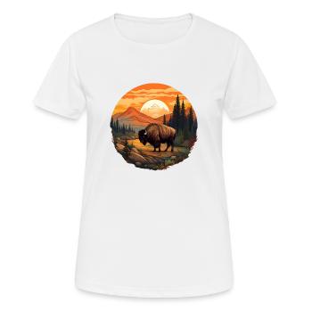 Coucher de soleil sur les bisons - T-shirt respirant Femme - blanc - Devant - AI Model Female 172 dark (172cm)