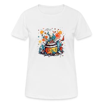 Geburtstagstorte Nr. 2 - Frauen T-Shirt atmungsaktiv - Weiß - Vorne - AI Model Female 172 dark (172cm)