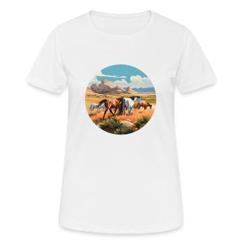 Troupeau de chevaux - T-shirt respirant Femme - blanc - Devant - AI Model Female 172 dark (172cm)