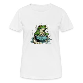 Miki la grenouille gourmande - T-shirt respirant Femme - blanc - Devant - AI Model Female 172 dark (172cm)