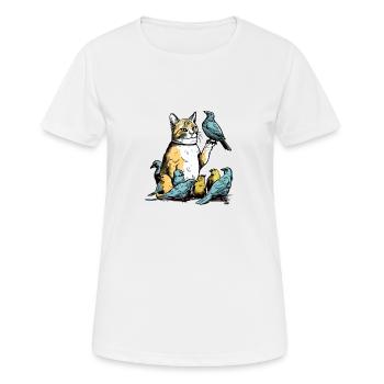 Kito the bird cat - Women's Breathable T-Shirt - white - Front - AI Model Female 172 dark (172cm)