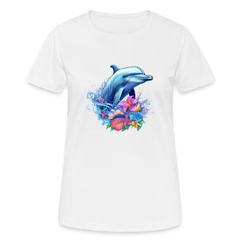 Dauphin, Dauphin, Mer, Mers du Sud, Eté, Océan, Dauphin - T-shirt respirant Femme - blanc - Devant - AI Model Female 172 dark (172cm)