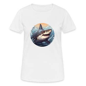 Weißer Hai - Frauen T-Shirt atmungsaktiv - Weiß - Vorne - AI Model Female 172 dark (172cm)