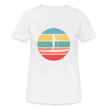 Retro SUP Standup Paddle Board Cadeau d’été - T-shirt respirant Femme - blanc - Devant - AI Model Female 172 dark (172cm)