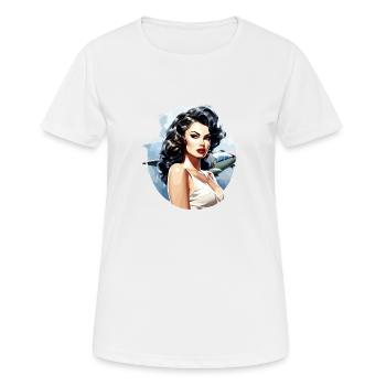 Pinup Liza pilote - T-shirt respirant Femme - blanc - Devant - AI Model Female 172 dark (172cm)