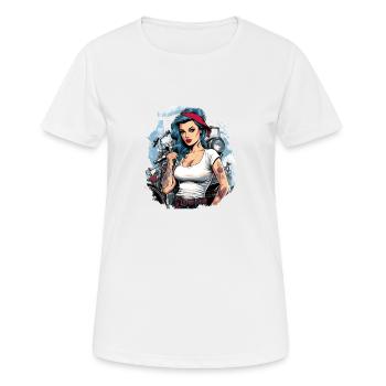 Eléonore Pinup-Mechanikerin - Frauen T-Shirt atmungsaktiv - Weiß - Vorne - AI Model Female 172 dark (172cm)