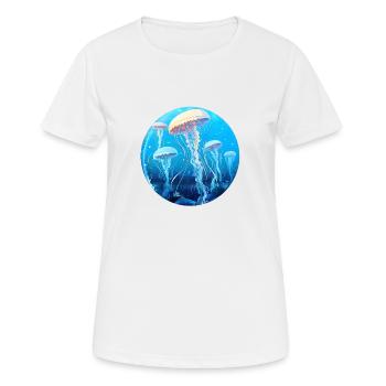 Essaim de méduses - T-shirt respirant Femme - blanc - Devant - AI Model Female 172 dark (172cm)