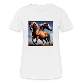 Wildpferde Hemd - Frauen T-Shirt atmungsaktiv - Weiß - Vorne - AI Model Female 172 dark (172cm)