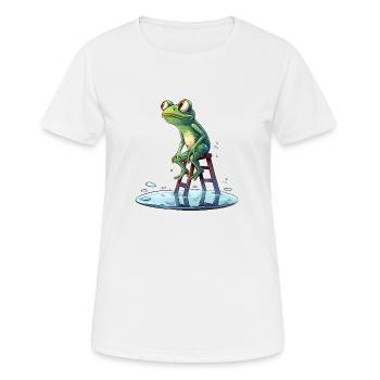 Weatherman sitting on the ladder - Women's Breathable T-Shirt - white - Front - AI Model Female 172 dark (172cm)