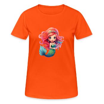 Small, cute mermaid, cute motif children - Women's Breathable T-Shirt - neon orange - Front - AI Model Female 172 dark (172cm)