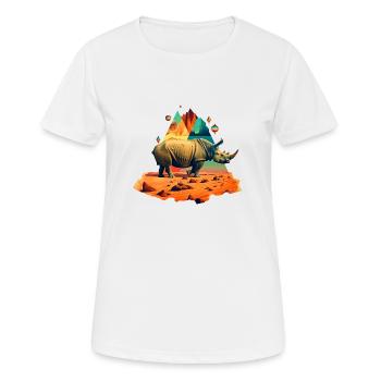 The rhinoceros in the steppe - Women's Breathable T-Shirt - white - Front - AI Model Female 172 dark (172cm)