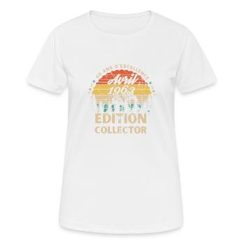 Anniversaire 60 ans Avril 1963 édition collector - T-shirt respirant Femme - blanc - Devant - AI Model Female 172 dark (172cm)