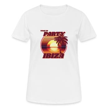 Partyzeit auf Ibiza, romantisches Retro-Sonnenuntergangsdesign. - Frauen T-Shirt atmungsaktiv - Weiß - Vorne - AI Model Female 172 dark (172cm)