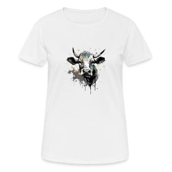 Haga die Kuh - Frauen T-Shirt atmungsaktiv - Weiß - Vorne - AI Model Female 172 dark (172cm)