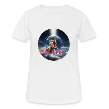 earth show jumping jump - Frauen T-Shirt atmungsaktiv - Weiß - Vorne - AI Model Female 172 dark (172cm)