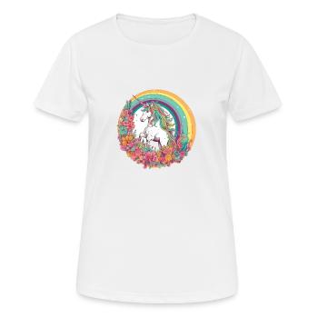 Verzauberter Regenbogen: Magisches Einhorn - Frauen T-Shirt atmungsaktiv - Weiß - Vorne - AI Model Female 172 dark (172cm)