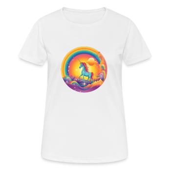 Verzauberter Regenbogen: Magisches Einhorn - Frauen T-Shirt atmungsaktiv - Weiß - Vorne - AI Model Female 172 dark (172cm)