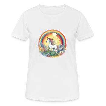 Verzauberter Regenbogen: Magisches Einhorn - Frauen T-Shirt atmungsaktiv - Weiß - Vorne - AI Model Female 172 dark (172cm)