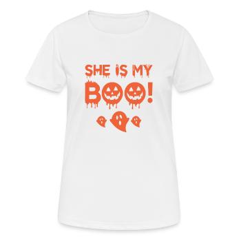 She is my Boo! - Frauen T-Shirt atmungsaktiv - Weiß - Vorne - AI Model Female 172 dark (172cm)