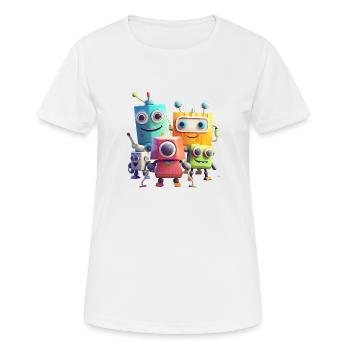 Robo Buddies: aventures amusantes - T-shirt respirant Femme - blanc - Devant - AI Model Female 172 dark (172cm)