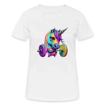 Fitness Einhorn - Frauen T-Shirt atmungsaktiv - Weiß - Vorne - AI Model Female 172 dark (172cm)