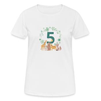 5-jähriges Jubiläum - Tiere zum fünften Jubiläum - Frauen T-Shirt atmungsaktiv - Weiß - Vorne - AI Model Female 172 dark (172cm)
