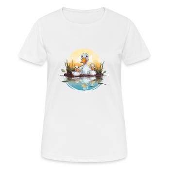 Entenfamilie im Teich - Frauen T-Shirt atmungsaktiv - Weiß - Vorne - AI Model Female 172 dark (172cm)