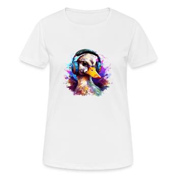 Funky Ente mit Kopfhörer Graffiti-Style - Frauen T-Shirt atmungsaktiv - Weiß - Vorne - AI Model Female 172 dark (172cm)