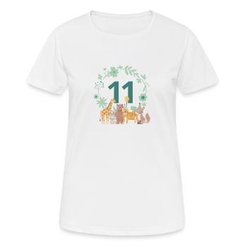 11-jähriges Jubiläum - Tiere zum elften Jubiläum - Frauen T-Shirt atmungsaktiv - Weiß - Vorne - AI Model Female 172 dark (172cm)