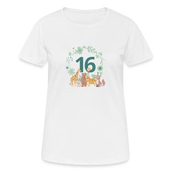 16e anniversaire - anniversaire animaux - T-shirt respirant Femme - blanc - Devant - AI Model Female 172 dark (172cm)