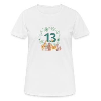 13e anniversaire - anniversaire animaux - T-shirt respirant Femme - blanc - Devant - AI Model Female 172 dark (172cm)