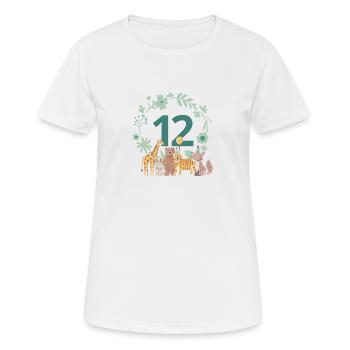 12e anniversaire - douzième anniversaire animaux - T-shirt respirant Femme - blanc - Devant - AI Model Female 172 dark (172cm)