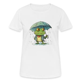 Green frog is frustrated by the bad weather - Women's Breathable T-Shirt - white - Front - AI Model Female 172 dark (172cm)
