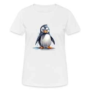 Lustiger Pinguin - Frauen T-Shirt atmungsaktiv - Weiß - Vorne - AI Model Female 172 dark (172cm)