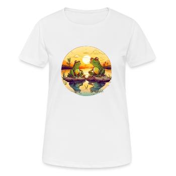 Deux grenouilles profitent des rayons du soleil - T-shirt respirant Femme - blanc - Devant - AI Model Female 172 dark (172cm)