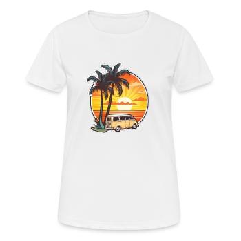 Van sur plage de cocotier mer océan - T-shirt respirant Femme - blanc - Devant - AI Model Female 172 dark (172cm)