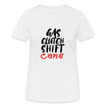 Gas Clutch Shift Repeat - Frauen T-Shirt atmungsaktiv - Weiß - Vorne - AI Model Female 172 dark (172cm)