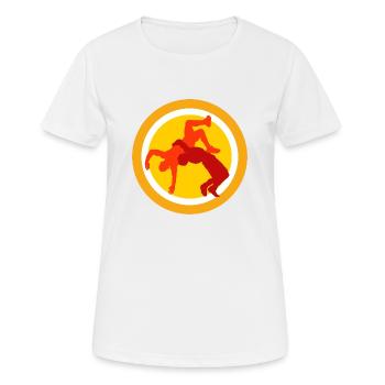 Anneau de lutte - T-shirt respirant Femme - blanc - Devant - AI Model Female 172 dark (172cm)